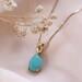 Turquoise Pendant Necklace, Turquoise Teardrop Pendant, Solid Gold Necklace For Women, 14K Turquoise Jewelry, Dainty Necklace Gold, Boho