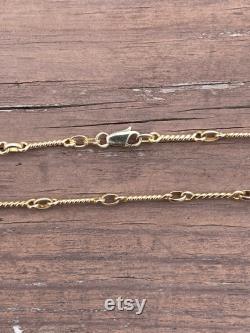 Twisted Bar Solid Link Chain 18 Necklace 14K Yellow Gold