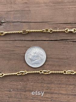 Twisted Bar Solid Link Chain 18 Necklace 14K Yellow Gold