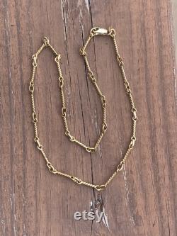 Twisted Bar Solid Link Chain 18 Necklace 14K Yellow Gold