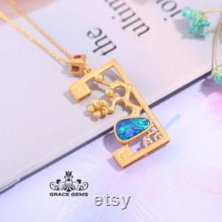 Unique Design Genuine Australian Black Opal Pendant in 18k gold diamond and rubies Boulder Opal Necklace Anniversary Birthday Choker Unique