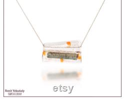 Unique Orange Glass Necklace, Blessed Pendant Necklace, Sterling Silver Meaningful Pendants, Hebrew Necklaces, Women Ethnic Jewelry