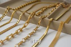 Various Gold Filled Chain Necklaces Thick Large Minimalist Chain Waterproof Snake Ball Bead Byzantine Omega Satellite Women Men Jewelry