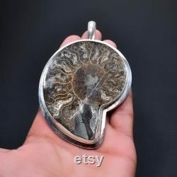 Very Big Size Ammonite Gemstone Jewelry Pendant Giant Ammonite Gemstone Handmade Pendant Jewelry For Gifts Brown Ammonite For Christmas Gift