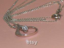 Vintage 1973 14K White Gold Single Diamond Pendant 18 Inch Necklace