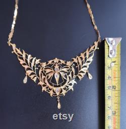 Vintage Antique Jewellery Peranakan Nyonya Intan Necklace Insect 12k