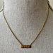 Vintage Delicate 14k Yellow Gold and Diamond Bar Pendant, Single Cuts, Milgrain