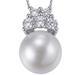 Vintage Hand Finished Sterling Silver 11mm Crown Pearl Round Brilliant Cut Claw Set Cubic Zirconia Pendant with Necklace Mother's Day Gift