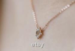 Vintage, Natural Aquamarine with white diamond pendant rose gold yellow gold white gold pendant