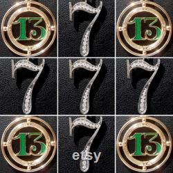 Vintage ' Number 7 ' Charm Lucky Pendant, The 50S, Diamonds, 18k Gold