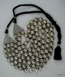 Vintage Sterling Silver Necklace handmade matar beads mala necklace