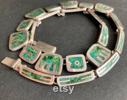 Vintage Sterling Silver and Turquoise NECKLACE by TONO for CECILIA Taxco Mexico