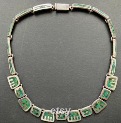 Vintage Sterling Silver and Turquoise NECKLACE by TONO for CECILIA Taxco Mexico