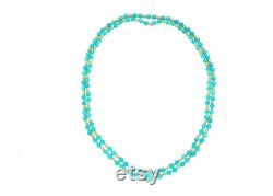 Vintage Turquoise and 14k Gold Bead and Pendant Necklace 30 Two Strand Bead Necklace