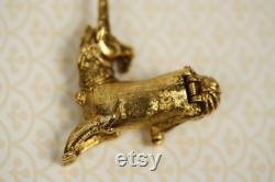 Vintage Unicorn Locket, Long Unicorn Necklace, Gold Unicorn Pendant, Long Horse Necklace, Unicorn Jewelry Gold, Unicorn Jewellery