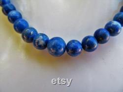 Vintage lapis lazuli necklace blue beads interspersed with pyrite fools gold 50 cm long
