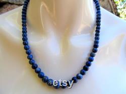 Vintage lapis lazuli necklace blue beads interspersed with pyrite fools gold 50 cm long