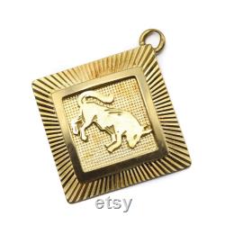 Vintage zodiac charm pendant Taurus charm in 18 ct yellow gold star sign pendant perfect gift gold Taurus pendant