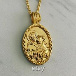 Virgin Mary Necklace 18K Gold Vermeil with Thorn frame, Virgin Mary Pendant, Mother Mary Necklace, Mother Mary Pendant