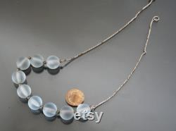 WMF MYRA Glass Necklace. Bright Blue Kristall. German Art Deco .