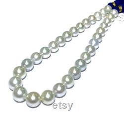 Wedding Pearl Jewelry Gorgeous 4A Quality 12 14.9mm 31 pcs Australia South Sea Natural Round White Cultured Pearl 16 Strand-18 Necklace