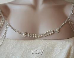 Wedding Shoulder Necklace, Pearl Shoulder Jewelry For Bridal, Crystal Wedding Dress Shoulder Necklace, Body Accessory For Wedding Dress