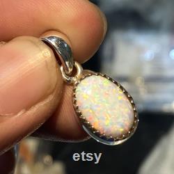 White Fire Opal Stone Pendant 925 Solid Sterling Silver Pendant Handmade Wonderful Fire Opal Stone Size 13x9mm Gift independence day Pendant