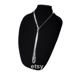 ZR 10 Strands Liquid Silver Long Necklace 925 Sterling Silver Jewelry. Gift idea for Her Anniversary Gift Idea for Wife Mothers Day