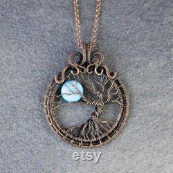 blue moon necklace tree of life pendant copper jewelry easter gifts for wife gifts for girlfriend anniversary gifts for mom I love you more