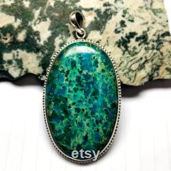 chrysocolla Natural chrysocolla Necklace chrysocolla Pendant chrysocolla Necklace 92.5 Sterling Silver Necklace Stone Size 40x64 MM B 285
