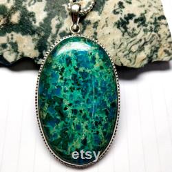 chrysocolla Natural chrysocolla Necklace chrysocolla Pendant chrysocolla Necklace 92.5 Sterling Silver Necklace Stone Size 40x64 MM B 285