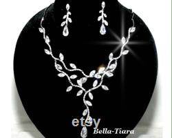 crystal necklace set, bridal jewelry, bridal necklace, bridal vine necklace set, wedding necklace set, wedding jewelry