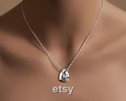 cz necklace, Argentium silver pendant, cubic zirconia jewelry, April birthday, diamond substitute, wedding necklace 3452