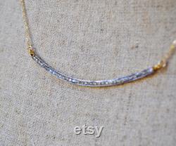 diamond pave bar necklace natural diamond pave long skinny curved bar layering necklace mixed metal jewelry READY TO SHIP