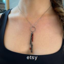 iron and garnet necklace, 6th anniversary gift for her, iron anniversary gift, hand forged, garnet jewelry, January birthstone