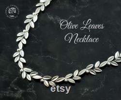 olive leaves silver necklace, olive leaf necklace, olive leaves necklace, laurel necklace, bridal necklace, bridesmaid gift, greek necklace