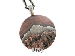 rustic mountain pendant, mixed metal mountain range necklace, cool mens necklace landscape amulet necklace, unique anniversary gift