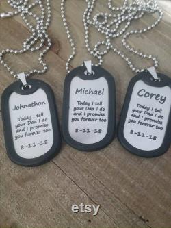 stepson gift, Today I tell your Dad I do, I promise you forever too, tell your mom i do, blended family gift, military tag necklace, boy