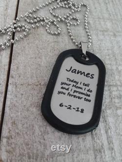 stepson gift, Today I tell your Dad I do, I promise you forever too, tell your mom i do, blended family gift, military tag necklace, boy